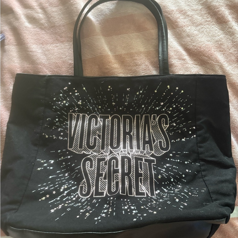 Victoria's Secret Black Tote with Sparkle Logo